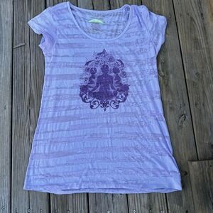 Earth Yoga XXL Sustainable Organic Clothing Meditation T-Shirt Purple Women's